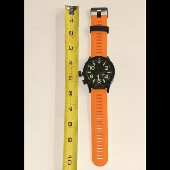 Watch Band 25mm Orange Black Silicone Rubber Replacement for Nixon 51-30 Garmin - Picture 2 of 10